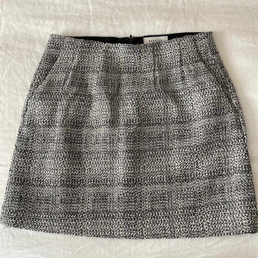 Black and white Babaton tweed mini skirt